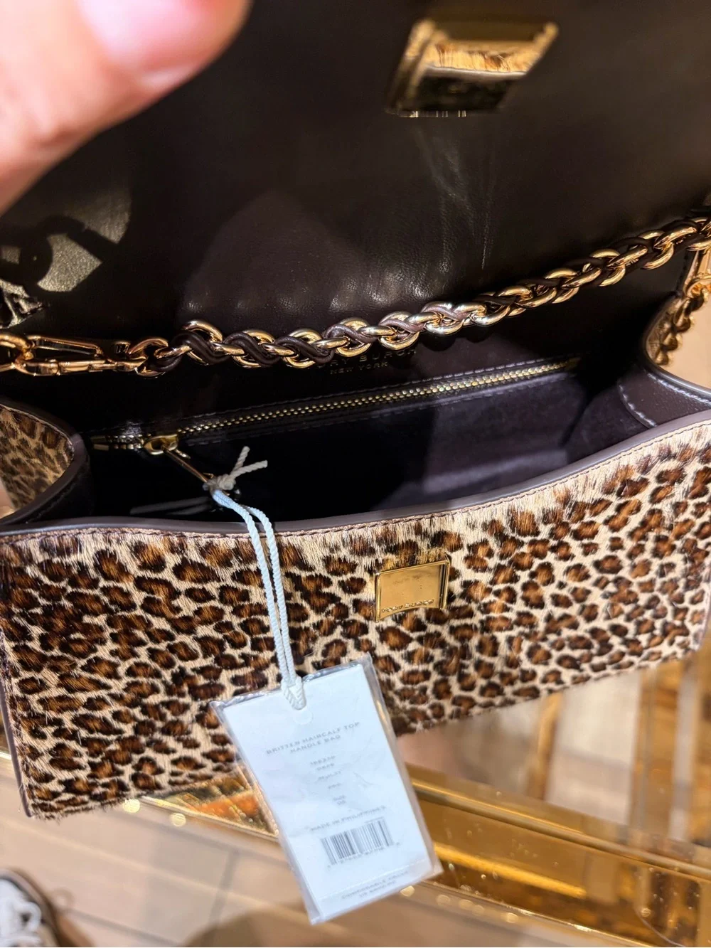 Tory Burch Britten Leopard haircalf Shoulder & Top-Handle Bag mini - Brown/Black